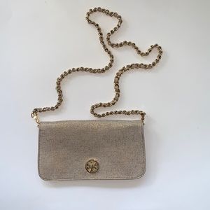 NWOT Tory Burch Adalyn gold and gold chain crossbody bag or clutch